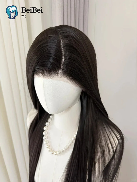 13x6 Lace Front Wig for Women 26inch Straight Lace Front Wig Nature Black Cosplay Synthetic Wigs Peruca Wigs for Party Daily Use