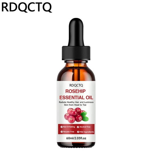 Rose Hip Oil for Hair & Skin - Pure Natural Moisturizing Essential Oil, Alcohol-Free, Nourishing Care for Healthy Look