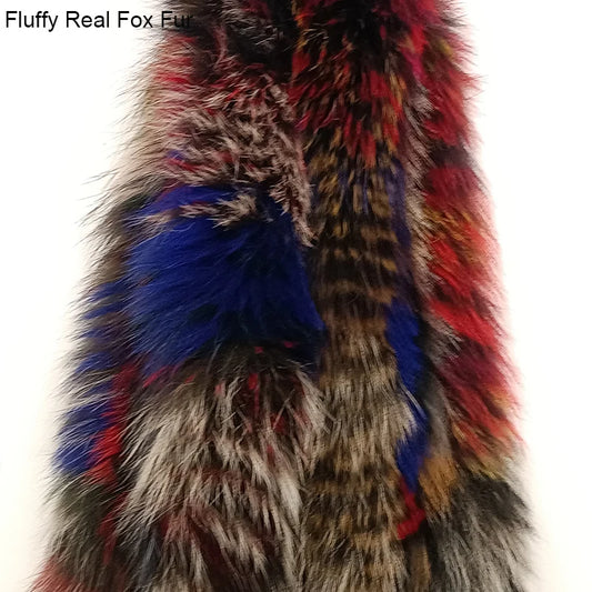 2024 Winter Fluffy Real Fox Fur Scarf Thick Warm Fashion Natural Fur Muffler Outdoor Ladies Genuine Fur Scarves