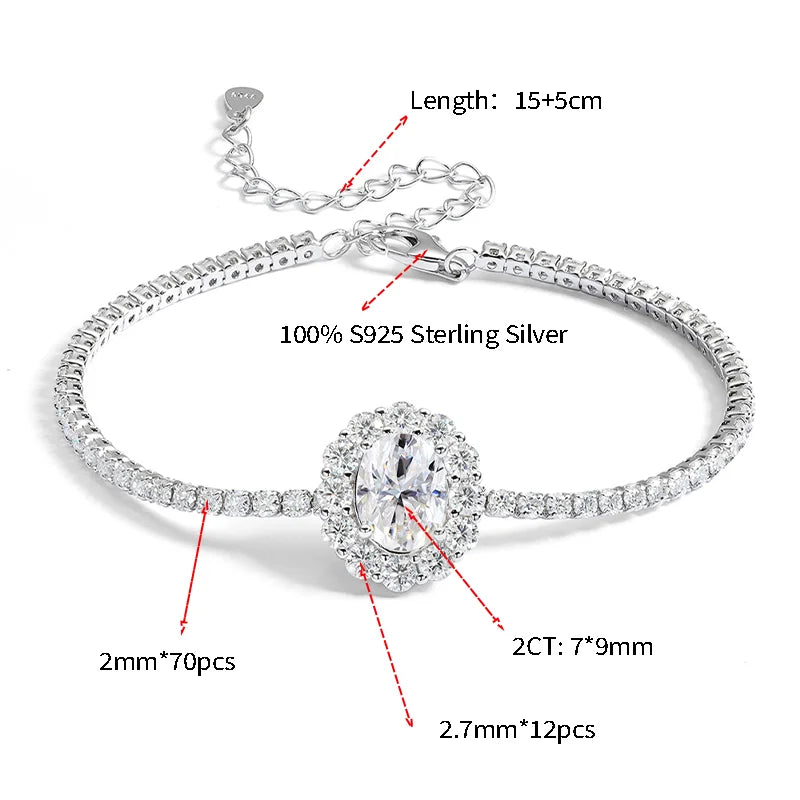 HORRIPAL D VVS1 All Moissanite Necklace for Women S925 Sterling Silver GRA Certified A Set Elegant Luxury Wedding Fine Jewelry