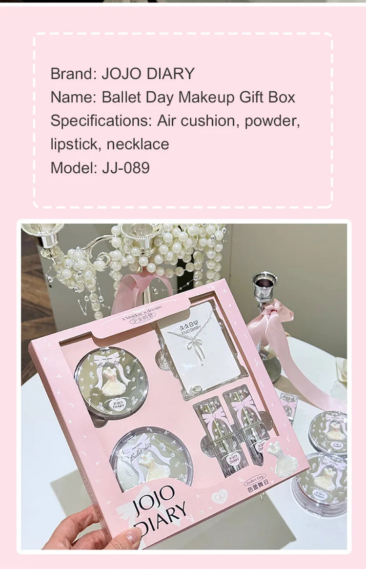 JOJO DIARY Ballet Day Series Makeup Gift Box Fitting Base Makeup Colored Lipstick Necklace Gift Giving