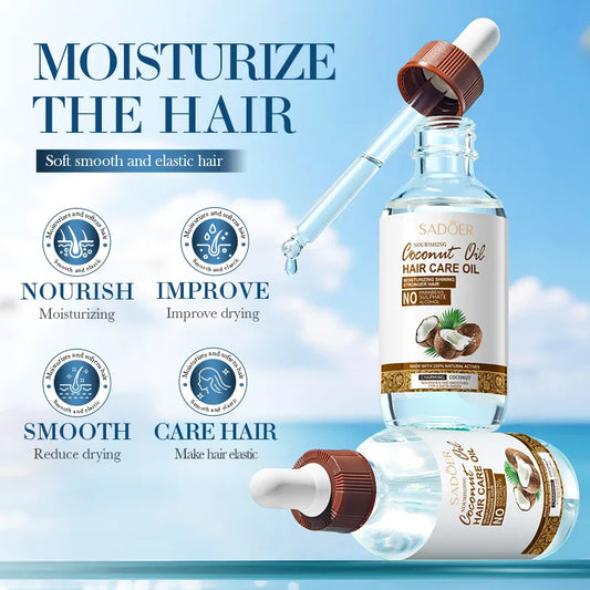 SADOER Coconut Hair Care Oil Hair Essence Repair Dry Damaged Hair Smooth Nourishing Moisturizing Treatments for Hair
