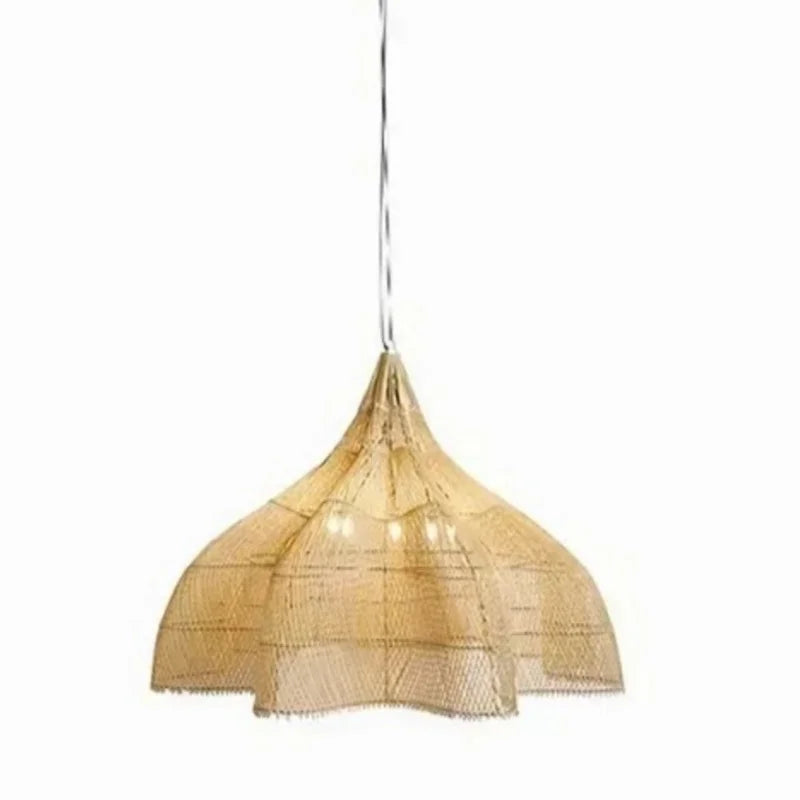 Japanese Style Wabi-sabi Retro Rattan Chandelier Creative Living Room Restaurant Box Pendants LIghts Hotel Living Room Lamps LED