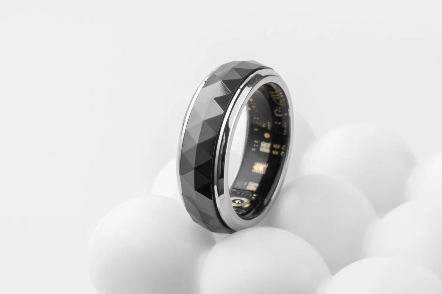 COLMI R11 Ceramic Smart Ring for Men, Fidget Spinner Anxiety Relieve Ring with Charging Case, Health Monitor, 5ATM Waterproof