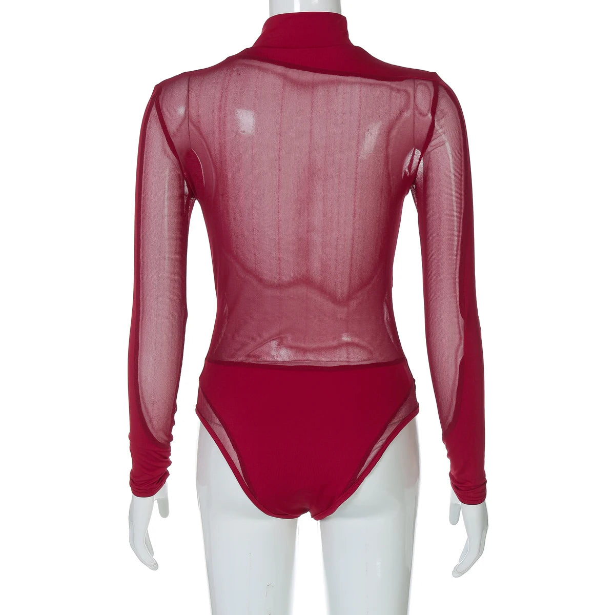 Hugcitar 2024 Turtleneck Long Sleeve Black See Through Sexy Bodycon Bodysuit Spring Summer Women New Outfit Festival Nightclub