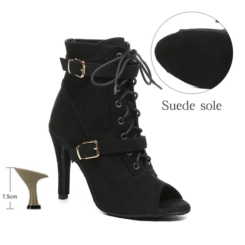 SWDZM New Ladies Dance Shoes Ballroom Dance Boots Denim Jazz Dance Shoes Girls Sexy Pole Dance Ballroom Dance Cowboy Boots