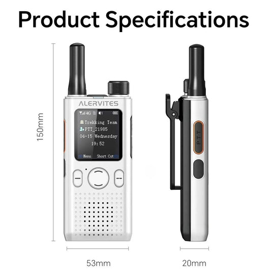 ALERVITES 2PCS AT1 POC Public Network Walkie Talkie Unlimited Global Communication Range Ultra-thin Portable Two Way Radio