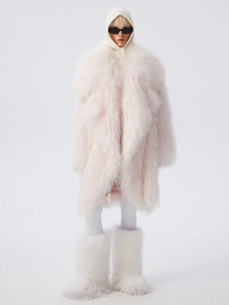 Lautaro Autumn Winter Long Oversized White Thick Warm Soft Faux Fur Coat Women Loose Stylish Luxury Fluffy Overcoat Streetwear