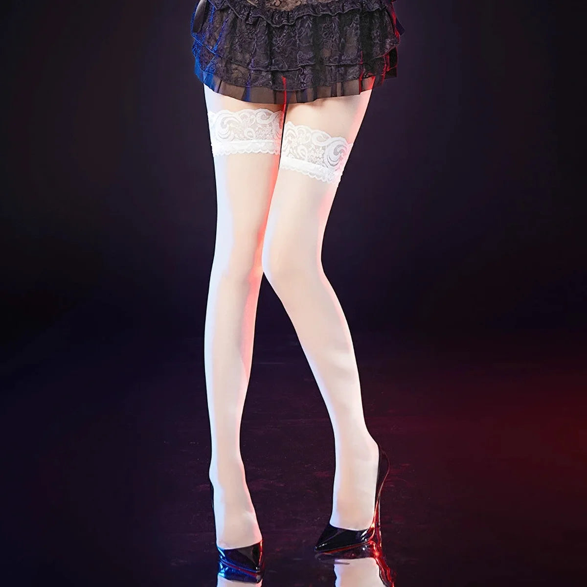 1 Pair Women Thigh High Stockings Anti-skid Silicone Lace Stockings Silk Stocking Tights for Women and Girls Supplies