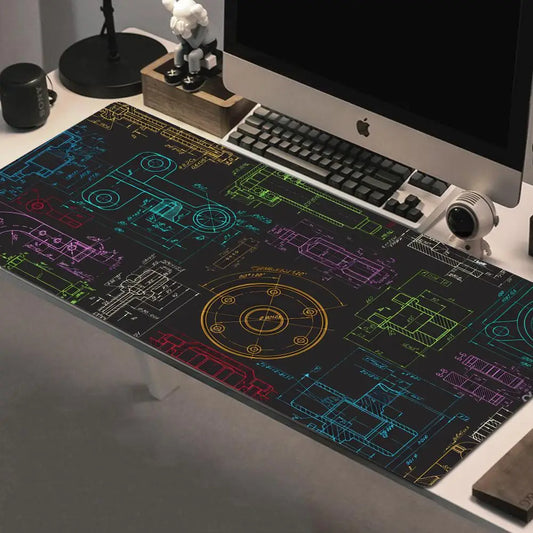 Mechanical Drawing Mouse Pad Gaming Accessory Large HD Mousepad XXL MousePad Natural Rubber Carpet Non-Slip Table Mat Office Rug