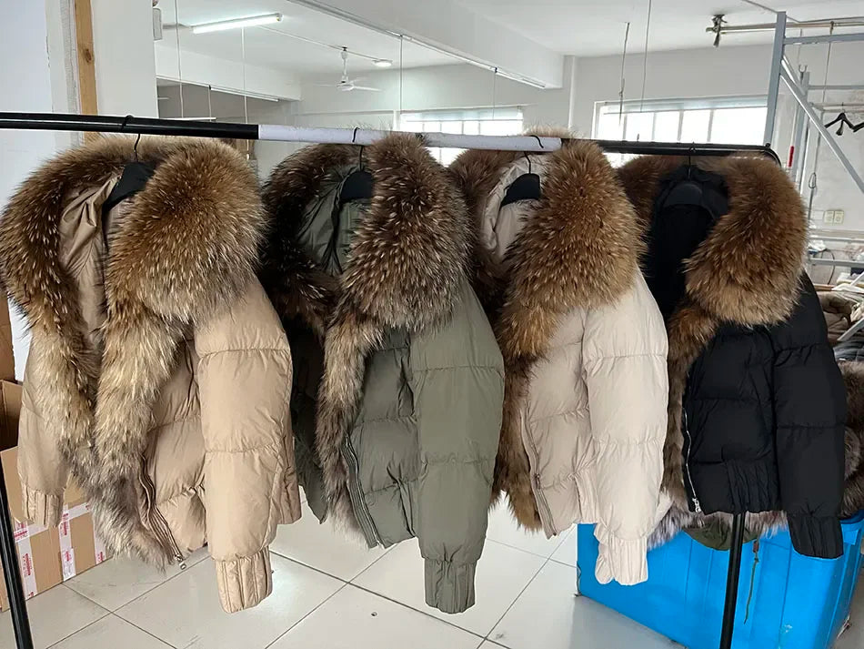 MMK 2023 Winter Women Warm White Duck Down Jacket Natural Real Fox Fur Collar Hood Puffer Coat Thick Luxury Outerwear