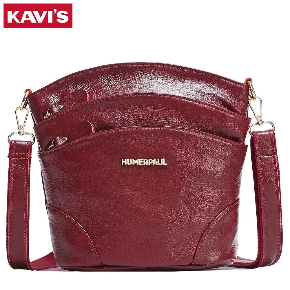100% Genuine Leather Women Messenger Bags Casual Cell Phone Purse with Adjustable Strap Multiple Pockets Crossbody Shoulder Bag
