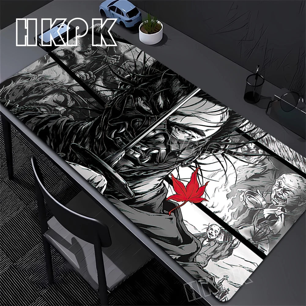 Large Computer Gamer Table Mat Ghost of Tsushima Samurai Mouse Pad Laptop Desk Mats PC Mousepad Non-slip Rubber keyboard Pads