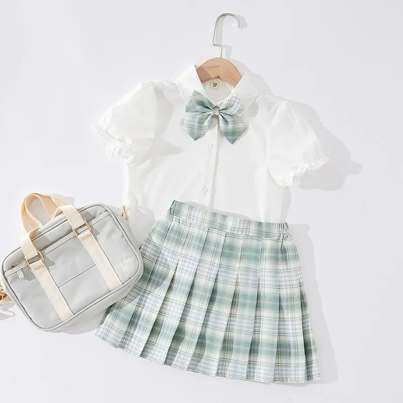 Kid Pink JK Sailor Dress 3PCS Girl Japanese Korean Orthodox School Uniform Cute Pleated Skirt Short Sleeve Kawaii Suit Anime COS