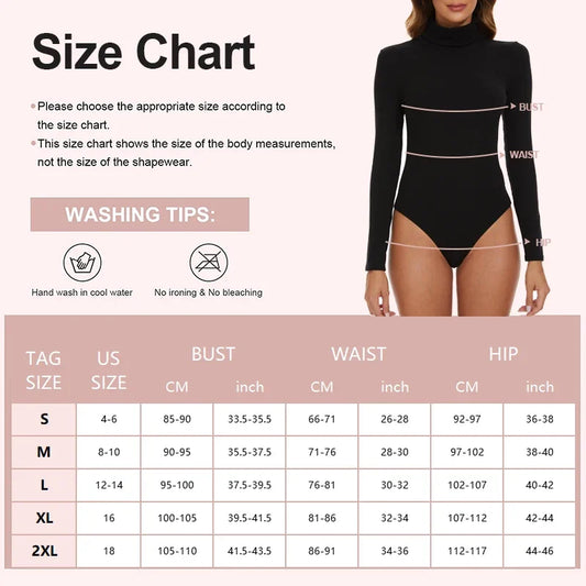 High Neck Bodysuit Women's Long Sleeved Shapewear Tummy Control Body Shaper Sexy Briefs Female Warm Clothing Autumn Winter New