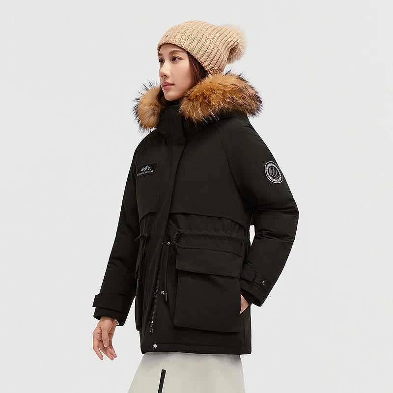 Bosideng Women 6th Generation Extreme Cold Goose Down Parka -20℃ Cold Resistance Winter Puffer Coat with Detachable Raccoon Fur