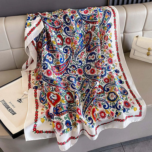 180*90cm Large Silk Satin Scarf Women Fashion Printed Scarf Spring And Summer Styles New Shawl Wrap Female Hand 2025 NEW