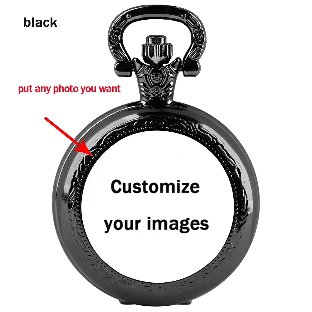 Custom Picture Unique Creative Quartz Pocket Watches Necklace Accessory Chain Clock Kids Souvenir Best Gifts For Women Men