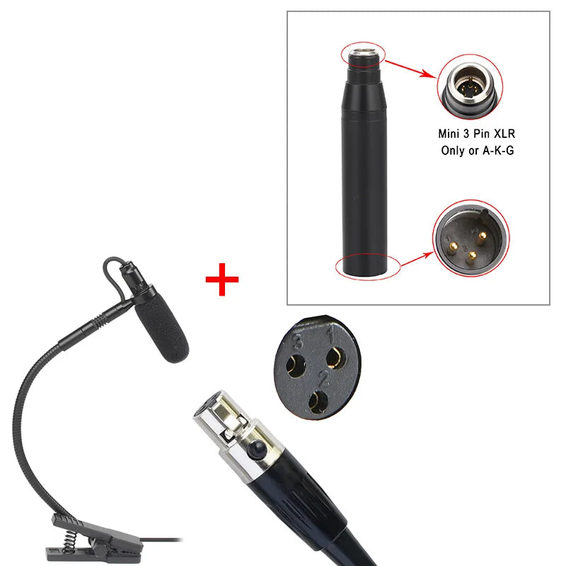 3 Pin 4 PIN Mini XLR Saxophone Microphone Supercardioid 3.5mm Trumpet Music Wind Instrument Sax Mic Horn IM-20