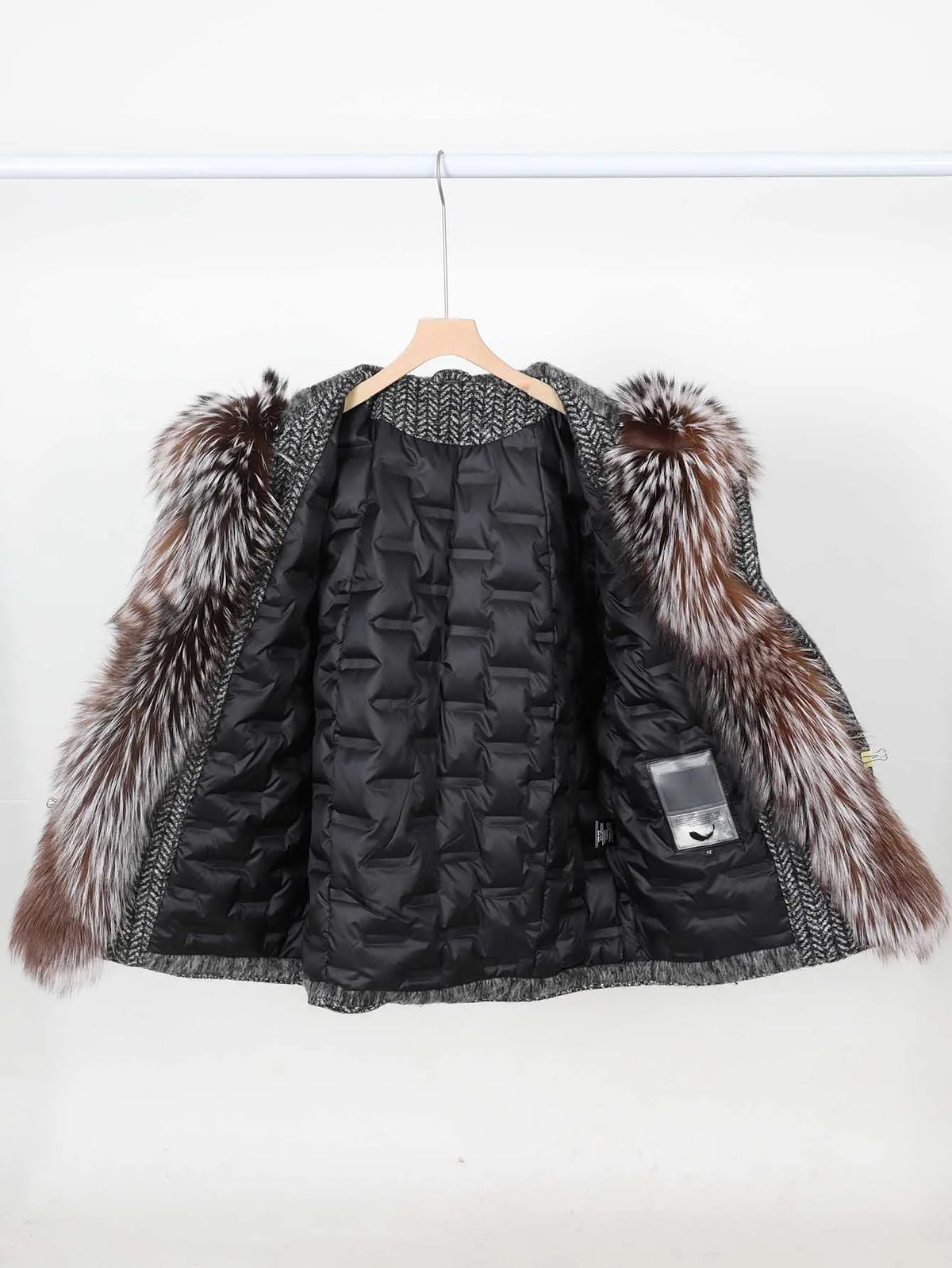 Maomaokong high-end Wool fabric Luxury Women's Big Fox Fur Collar Puffer Jacket Natural Fur down Coat Winter Thickened Warm