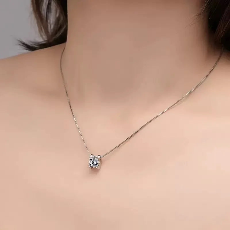 Moissanite Diamond Bull Head Square Pendant Necklace Real 925 Sterling Silver Fine Jewelry Gift for Women