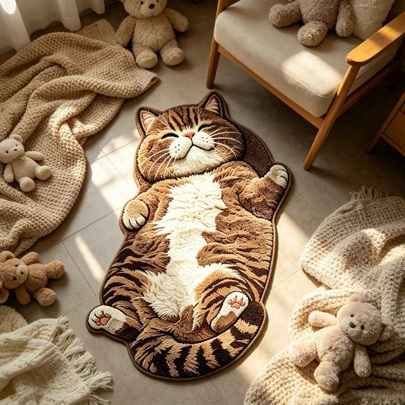 Cute Tabby Cat Pattern Rug Fashion Fun Atmospheric Bedroom Bedside Rugs Home Decor Living Room Carpet Soft Washable Floor Mat