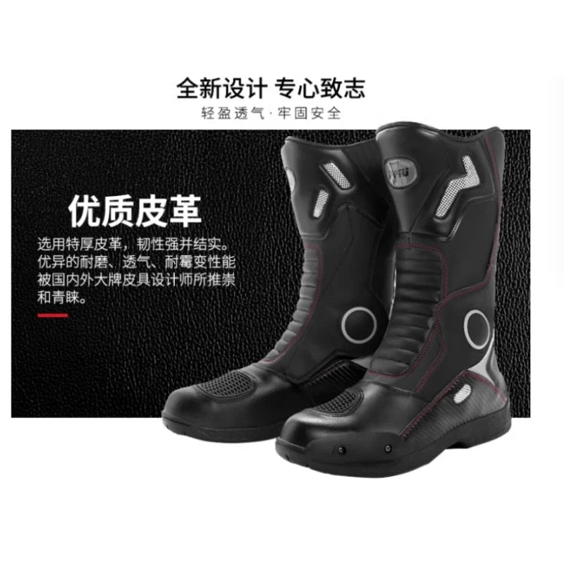 AMU Motorcycle Riding Boots Winter High Top Motorcycle Boots Waterproof, Anti Slip, Anti-Fall Racing Professional Road Boots
