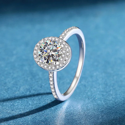 Women's 1 Carat Moissanite Ring PT950 Platinum Pigeon Egg Shape - Light Luxury Choice Elegant Precious Ring for Women