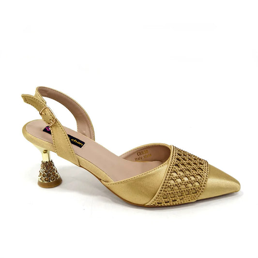 Nigerian Women Heel Party Ladies Italian Design Shoes And Bags Set Decorated with Rhinestone Handbag Wedding Party