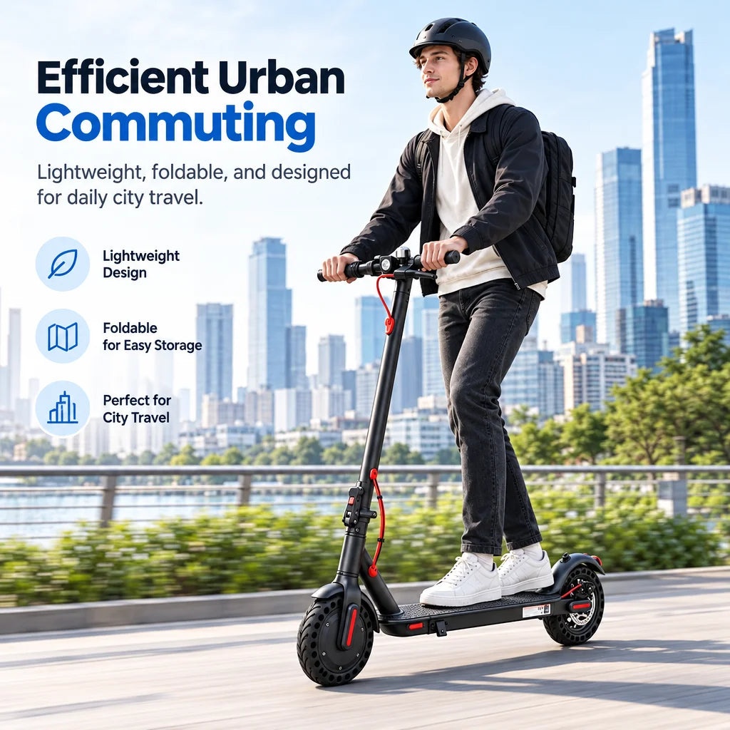 350W Electric Scooter Adults 19MPH Foldable E-Scooter 8.5" Solid Tires Smart APP LCD 18 Miles Range Dual LED Lights Commuting