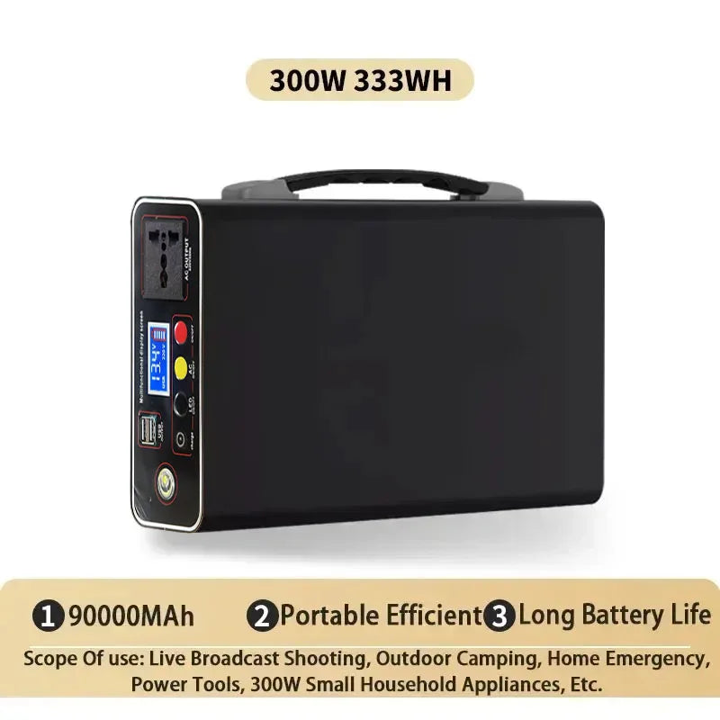 Portable Power Station 300W 220V, Solar Generator 70000mAh 90000mAh LiFePO4, Portable Battery for Camping and RV