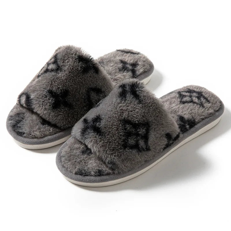 Fluffy Women's Slippers Indoor Autumn Winter Luxury Designer Woman Shoes Home Flats Casual Fuzzy Fur Slides Elegant Plush Soft