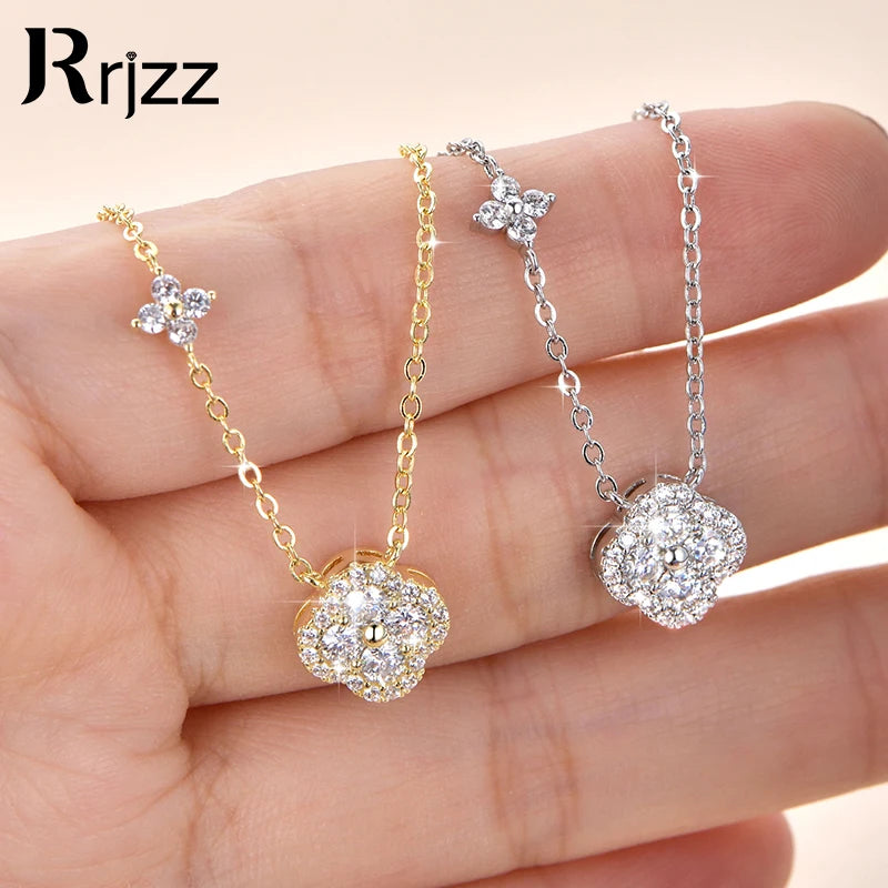 Rrjzz GRA Certified D-Color VVS1 Moissanite Pendant Necklace Lab Created Imitation Diamond for Women Charm Necklace Jewelry Gift