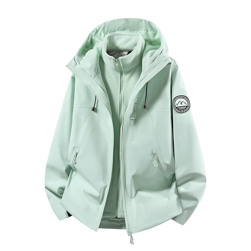 CHRLCK Men Women Hiking 3IN1 Jackets Waterproof Fleece Windproof Windbreaker Camping Climbing Trekking Outdoor Jacket Autumn