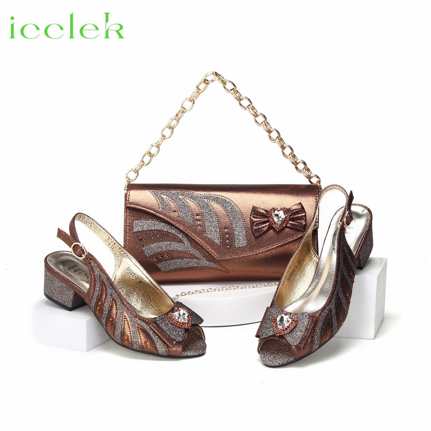 2024 New Arrival Elegant Style Fuchsia Color Low Heels Nigeria Popular Design African Ladies Shoes And Bag Set
