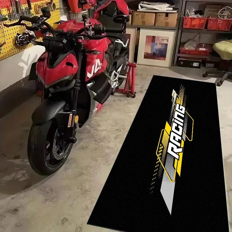 VIKAMA Red Stripe Racing Pit Mat Waterproof Anti Slip Wear Resistant Rug For Garage Motorcycle Maintenance Parking Carpet