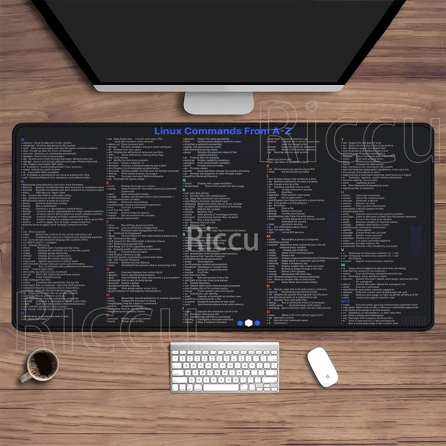 Linux Commands Line Mouse Pad Large Mousepad Shortcuts for Red Hat Ubuntu OpenSUSE Arch Debian Unix Programmer offices Desk Mat