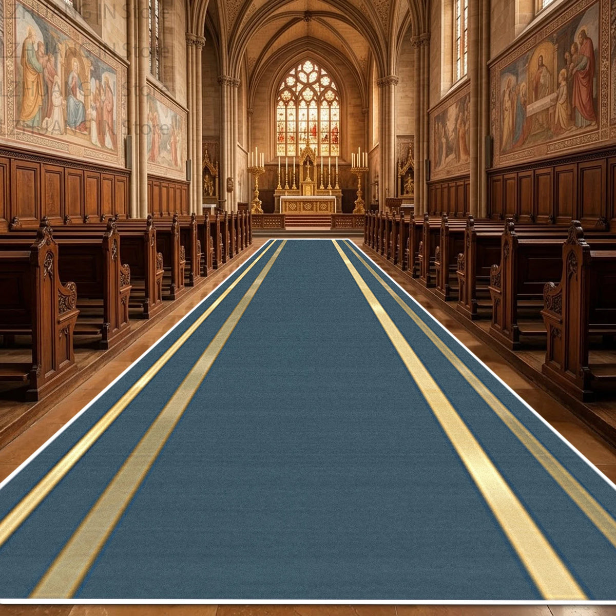 Red Luxury European Style Long Corridor Carpet Decoration Church Wedding Non-slip Soft Runner Rug Easy Clean Lint-free Floor Mat