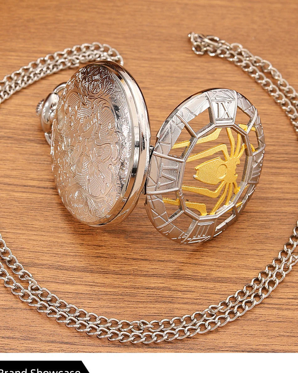 Fashion New Vintage Relief Carved And Hollowed Out Roman Flip Style Pocket Watch On Chain Pendant Clock Chain Mens Women