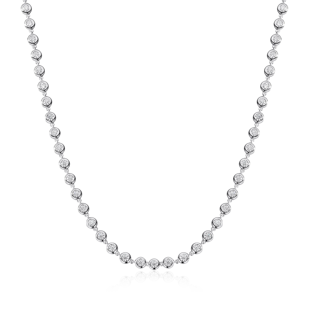 COSYA 3mm All Round Moissanite Tennis Necklace for Women 100% S925 Silver Plated 18K Gold Bubble Certified Party Fine Jewelry