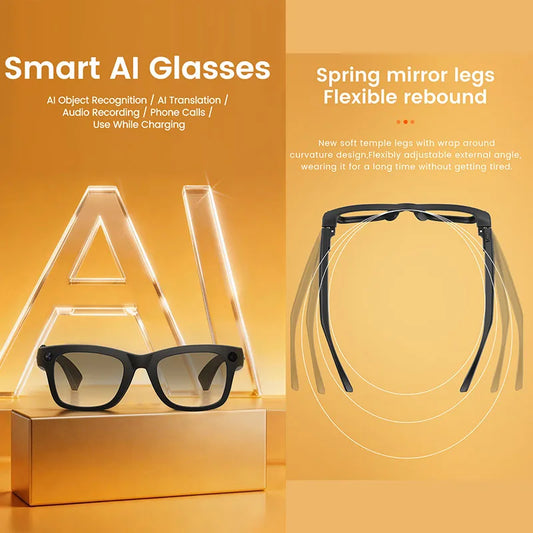 Smart Glasses with EIS Anti-shake 1080P Shooting Real-time Translation of Conversations Photos Long-lasting Music Smart Glasses