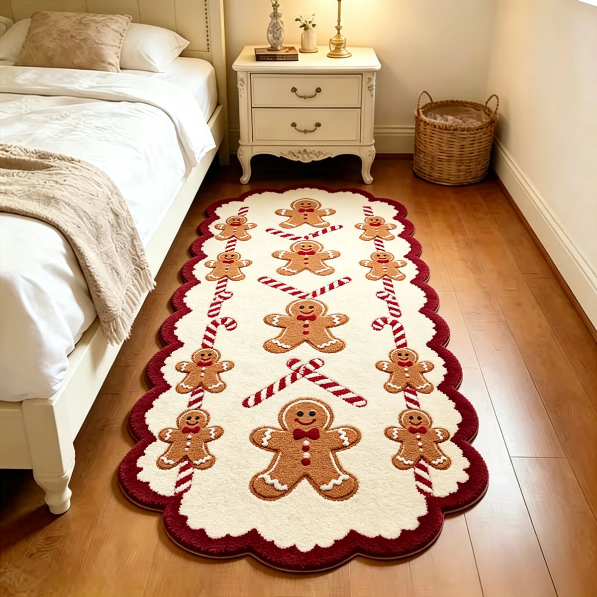 Christmas Living Room Decoration Red Carpet Irregular Shape Rugs for Bedroom Thick Plush Bedside Floor Mat Fluffy Soft Study Rug
