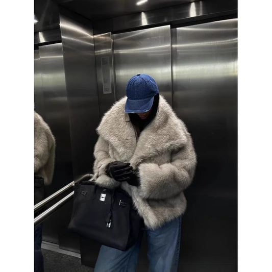 Women's Winter Fur Coat Mink Fur Large Lapel Fluffy Short Top in Large Size for Warmth And Style