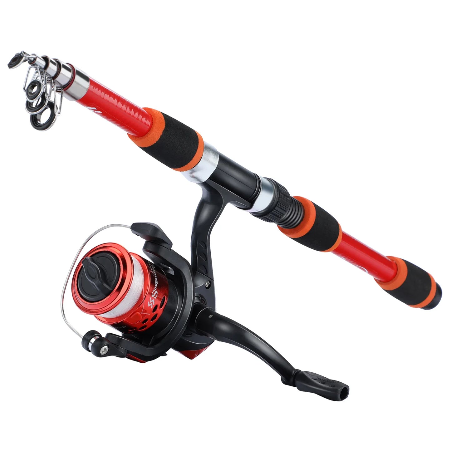Sougayilang 1.8M Spinning Fishing Rod and Reel Combo 5.2:1 Telescopic Rod with 3BB Fishign Reel Max Drag 5kg Full Fishing Kit