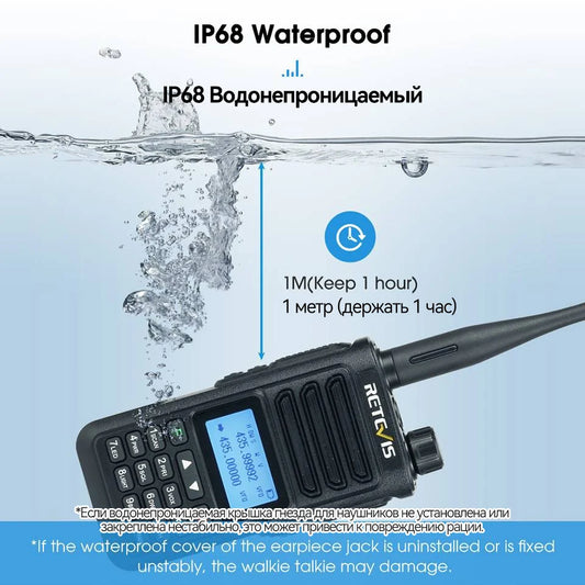 Retevis RA89 Walkie Talkie IP68 Usb-C Long Range Walkie Talkies FM VHF Ham Radio for Camping Hunting Emergency Rescue