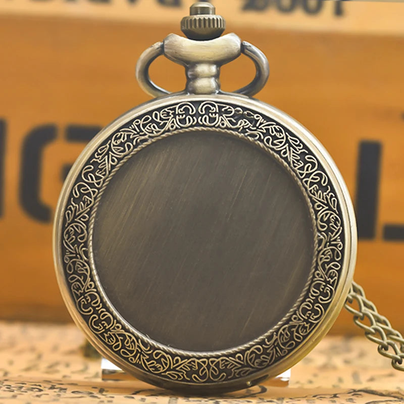 Retro Charm Neutral Fashion Textuable Quartz Pocket Watch Steampunk Men's and Women's Necklace Pendant Gift