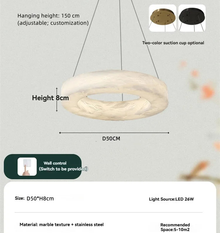 Alabaster Chandelier Spanish Natural Marble Round Hanging Chandeliers For Living Dining Room Loft Bedroom Alabaster Lights