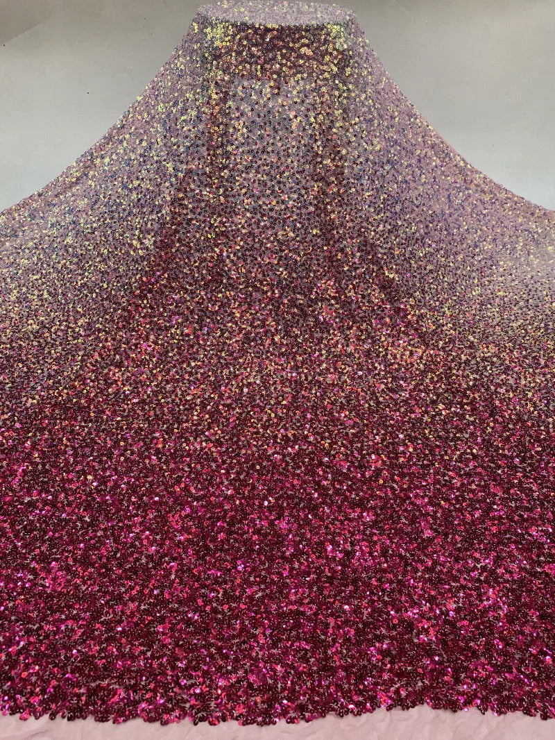 Gradient Sequins Embroidered Stretch Tulle Fabric for DIY Sewing Evening Dress Garment Accessories Clothing Fashion Cloth