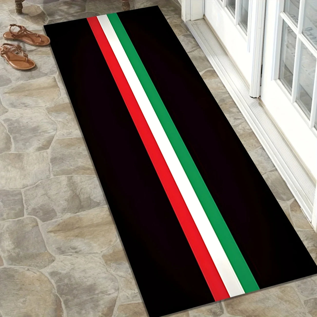 Italian Flag Stripe Motorcycle Mat, Anti-Slip Garage Floor Mat for Motorbike Parking, Oil Absorbent, Racing Style, Home Decor