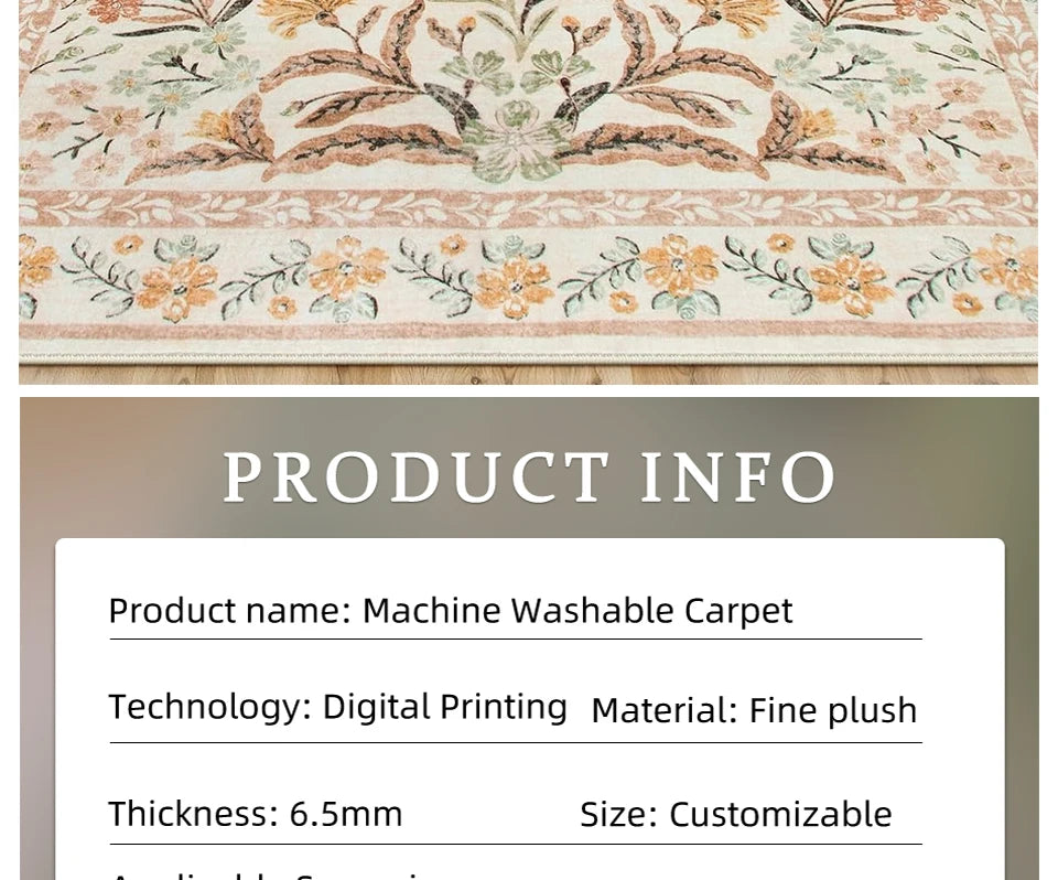 Vintage Floral BOHO Rugs Living Room Large Area Carpet Bedroom Floor Mats Foldable Machine Washable Rug Long Strip Runner Mat 러그